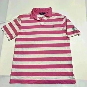 Vintage Polo Golf Ralph Lauren Mens Large Shirt Crest Striped Pima Cotton Rugby